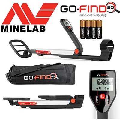 MINELAB go-find 20 Detector de metales con bobina de impermeable, bolsa de transporte y pilas